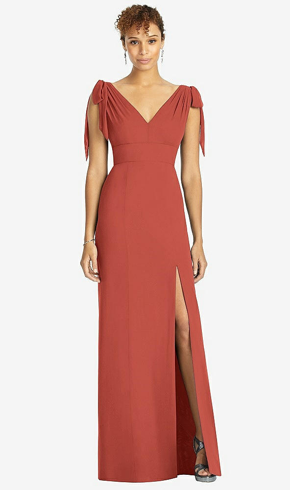 【STYLE: 4542】Bow-Shoulder Sleeveless Deep V-Back Mermaid Dress【COLOR: Amber Sunset】