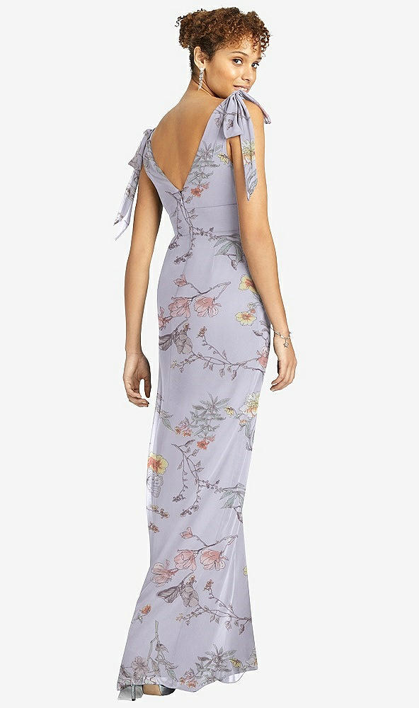 【STYLE: 4542】Bow-Shoulder Sleeveless Deep V-Back Mermaid Dress【COLOR: Butterfly Botanica Silver Dove】