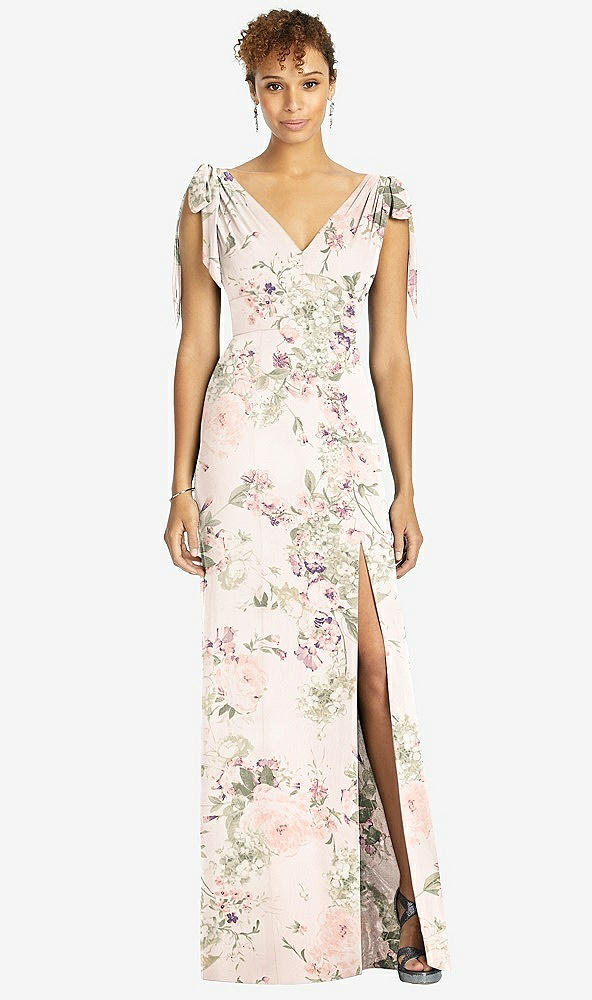 【NEW】【STYLE: 4542】弓肩 袖なし 深い Vバック 人魚 ドレス【COLOR: Blush Garden】【SIZE: 00-30W】