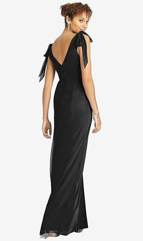 【STYLE: 4542】Bow-Shoulder Sleeveless Deep V-Back Mermaid Dress【COLOR: Black】