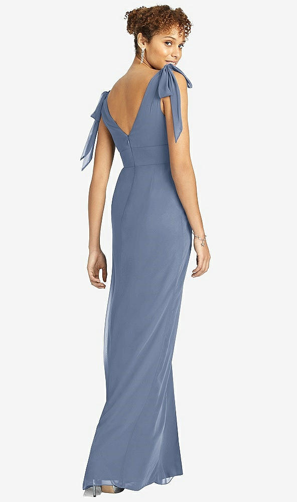 【STYLE: 4542】Bow-Shoulder Sleeveless Deep V-Back Mermaid Dress【COLOR: Larkspur Blue】