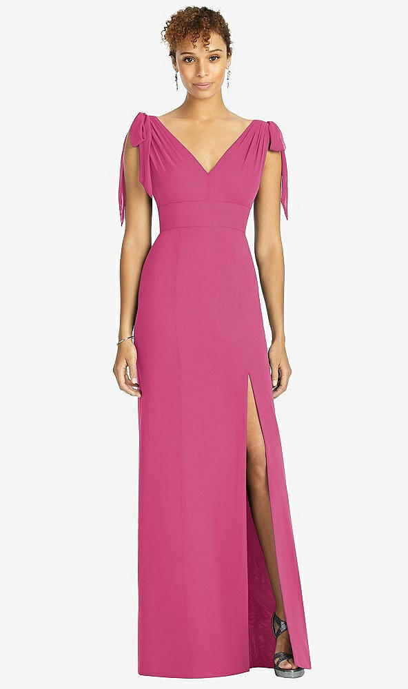 【STYLE: 4542】Bow-Shoulder Sleeveless Deep V-Back Mermaid Dress【COLOR: Tea Rose】
