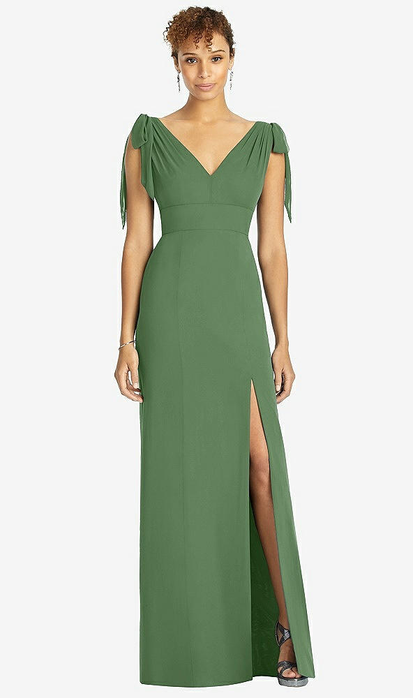 【STYLE: 4542】Bow-Shoulder Sleeveless Deep V-Back Mermaid Dress【COLOR: Vineyard Green】