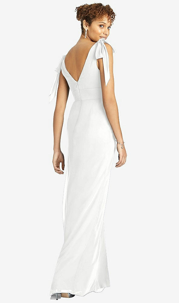 【STYLE: 4542】Bow-Shoulder Sleeveless Deep V-Back Mermaid Dress【COLOR: White】