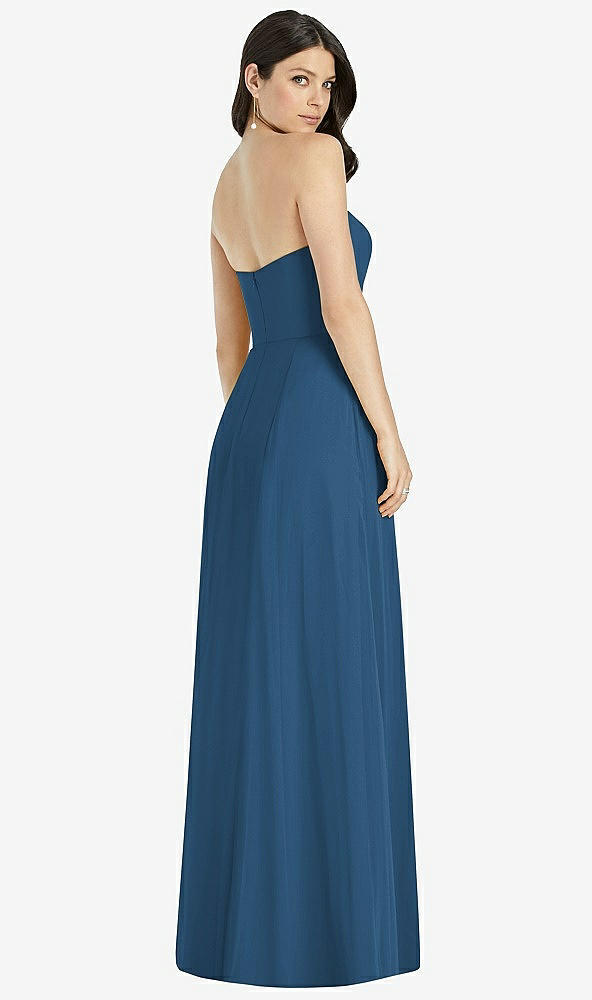 【STYLE: 3041】Strapless Notch Chiffon Maxi Dress【COLOR: Dusk Blue】