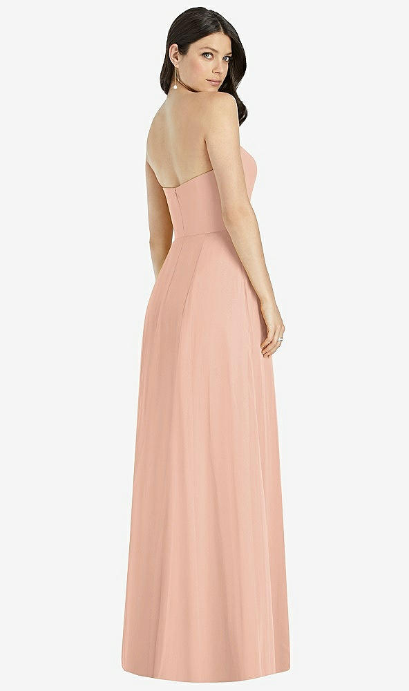 【STYLE: 3041】Strapless Notch Chiffon Maxi Dress【COLOR: Pale Peach】