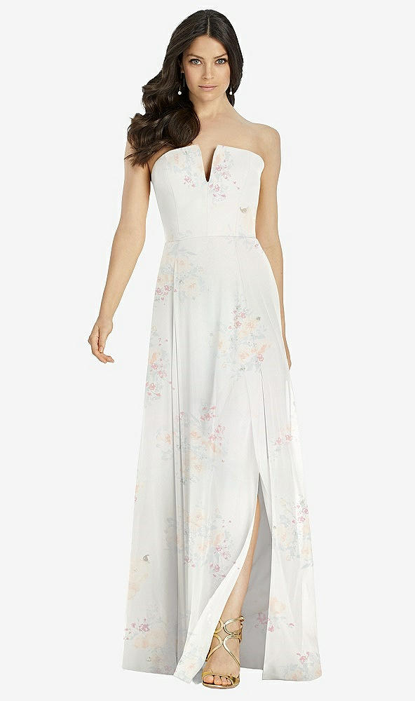 【STYLE: 3041】Strapless Notch Chiffon Maxi Dress【COLOR: Spring Fling】