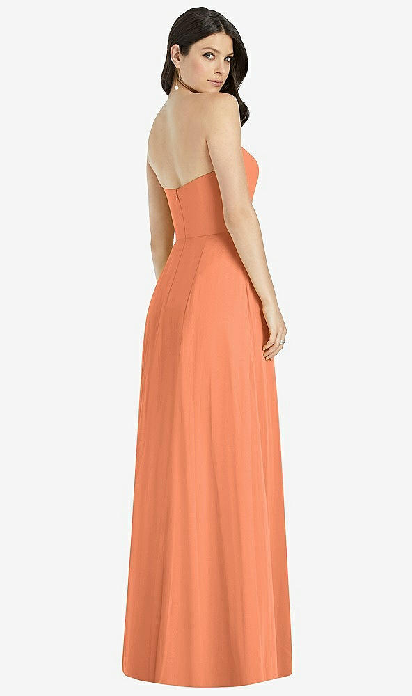 【STYLE: 3041】Strapless Notch Chiffon Maxi Dress【COLOR: Sweet Melon】