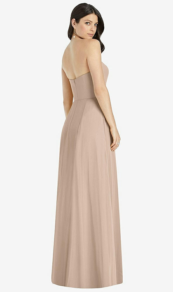 【STYLE: 3041】Strapless Notch Chiffon Maxi Dress【COLOR: Topaz】