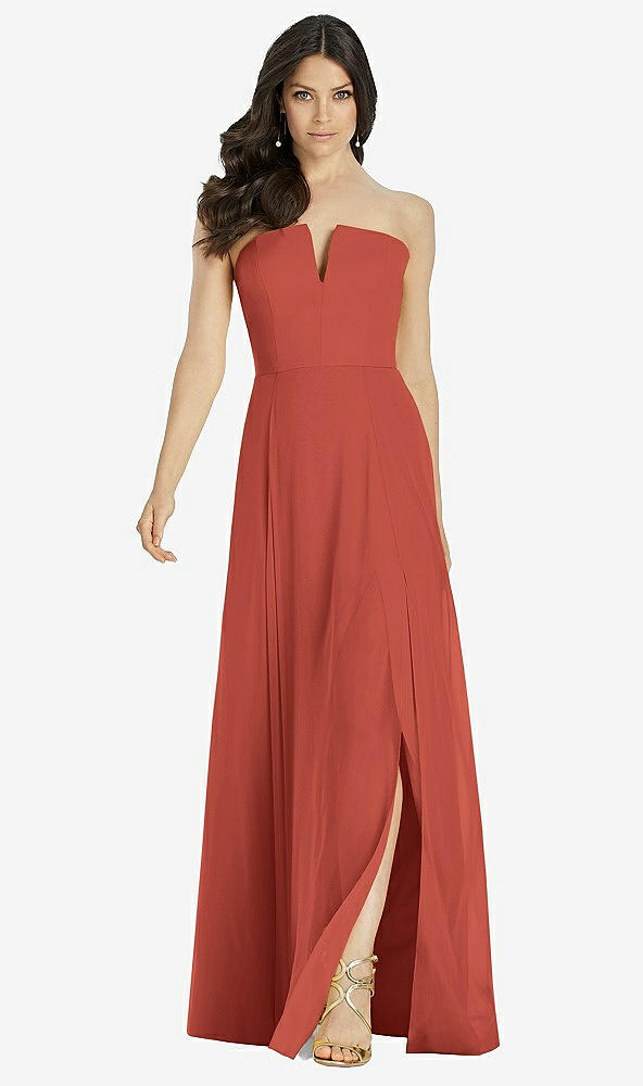 【STYLE: 3041】Strapless Notch Chiffon Maxi Dress【COLOR: Amber Sunset】