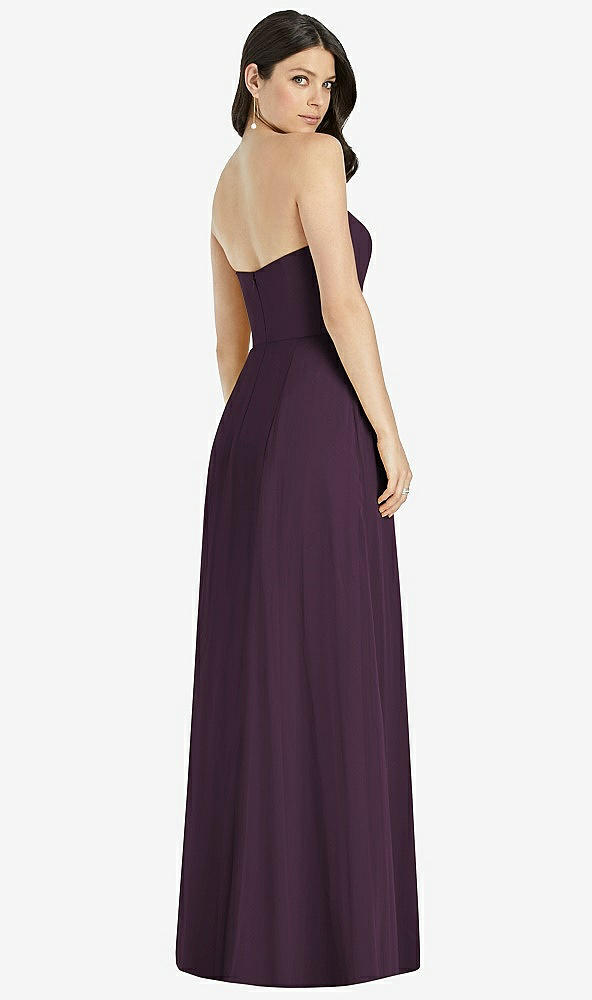 【STYLE: 3041】Strapless Notch Chiffon Maxi Dress【COLOR: Aubergine】
