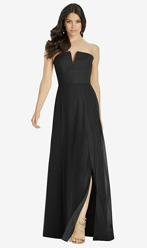 【STYLE: 3041】Strapless Notch Chiffon Maxi Dress【COLOR: Black】