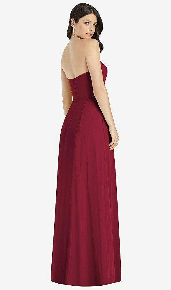 【NEW】【STYLE: 3041】ストラップレス ノッチ シフォン マキシ ドレス【COLOR: Burgundy】【SIZE: 00-30W】