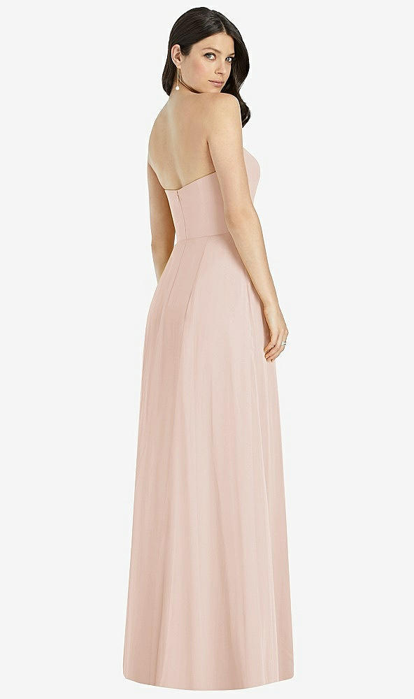 【STYLE: 3041】Strapless Notch Chiffon Maxi Dress【COLOR: Cameo】