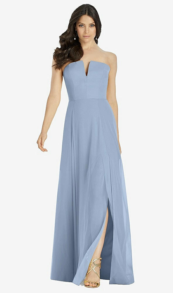 【STYLE: 3041】Strapless Notch Chiffon Maxi Dress【COLOR: Cloudy】
