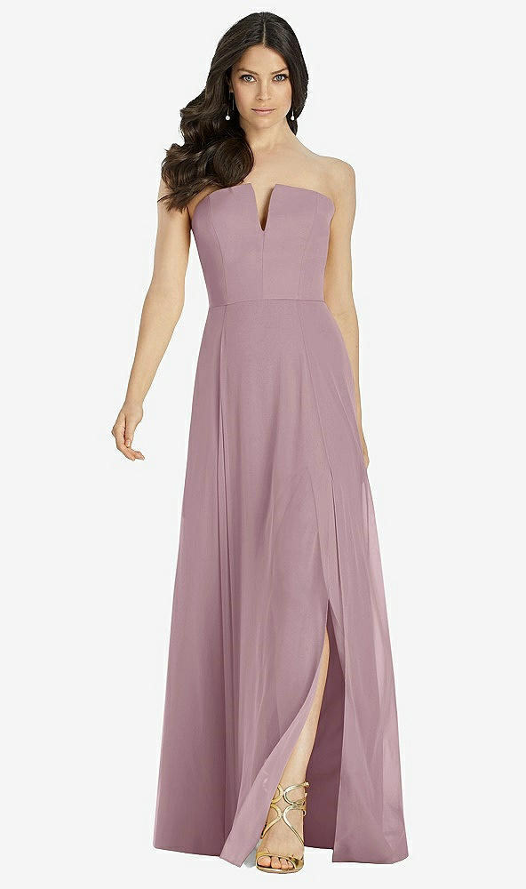 【STYLE: 3041】Strapless Notch Chiffon Maxi Dress【COLOR: Dusty Rose】