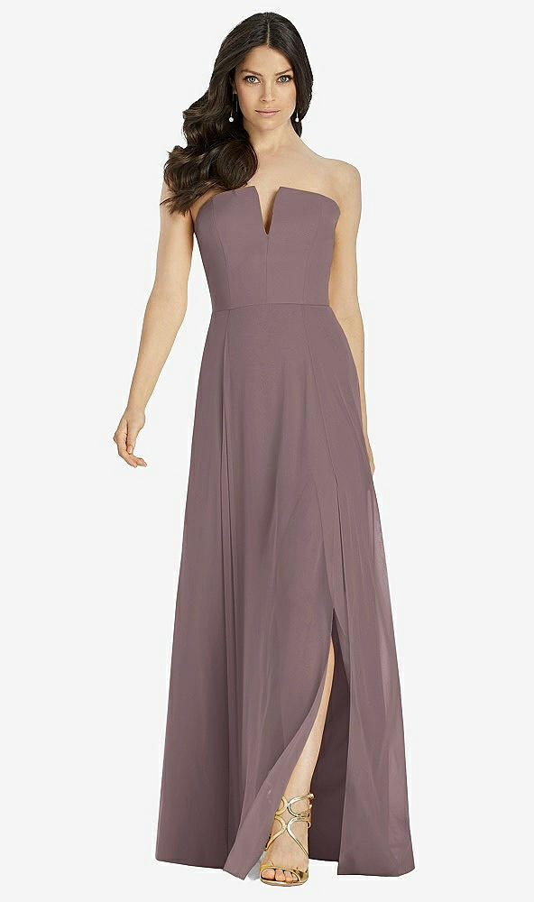 【STYLE: 3041】Strapless Notch Chiffon Maxi Dress【COLOR: French Truffle】