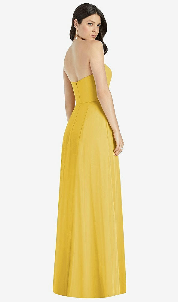 【STYLE: 3041】Strapless Notch Chiffon Maxi Dress【COLOR: Marigold】