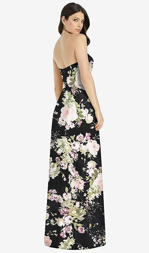 【STYLE: 3041】Strapless Notch Chiffon Maxi Dress【COLOR: Noir Garden】