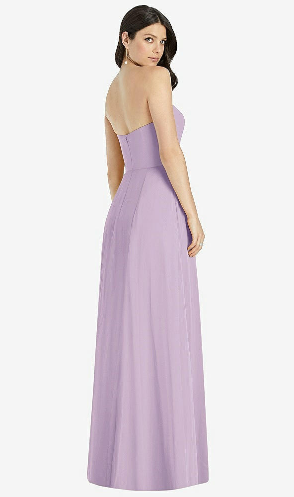 【STYLE: 3041】Strapless Notch Chiffon Maxi Dress【COLOR: Pale Purple】