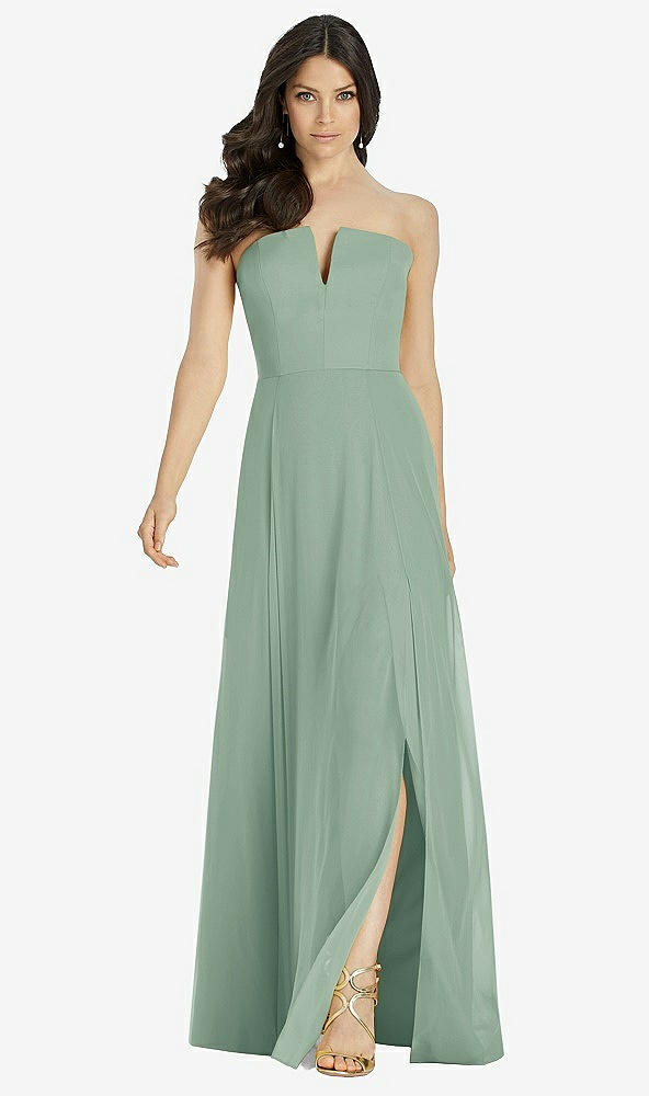 【STYLE: 3041】Strapless Notch Chiffon Maxi Dress【COLOR: Seagrass】