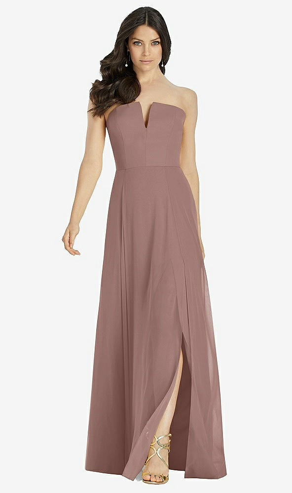 【STYLE: 3041】Strapless Notch Chiffon Maxi Dress【COLOR: Sienna】