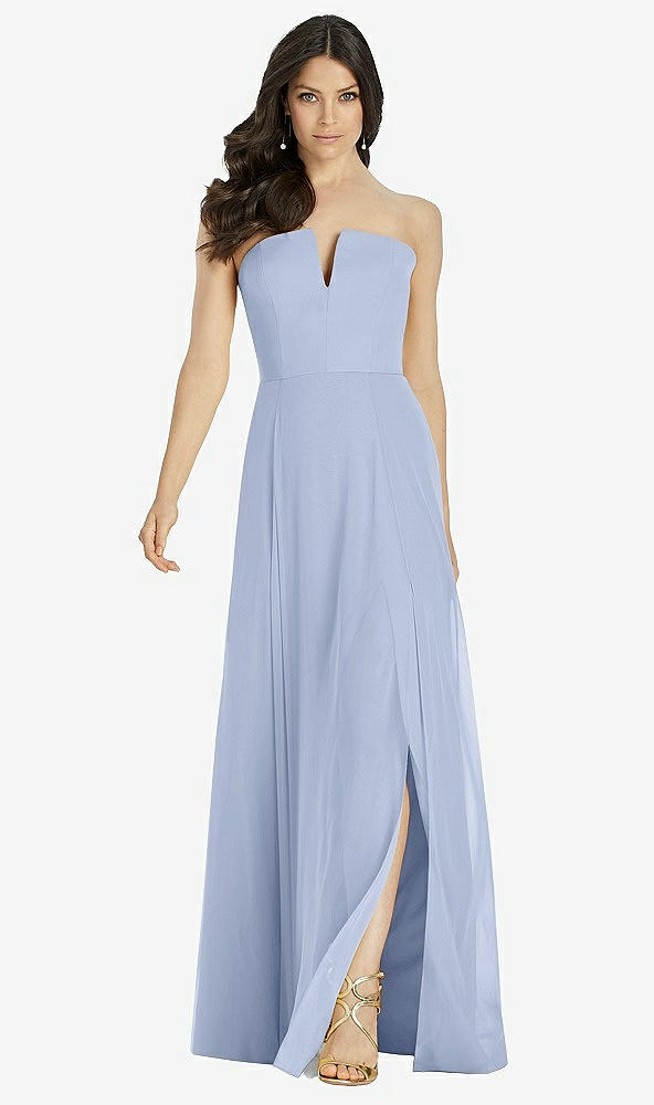 【STYLE: 3041】Strapless Notch Chiffon Maxi Dress【COLOR: Sky Blue】