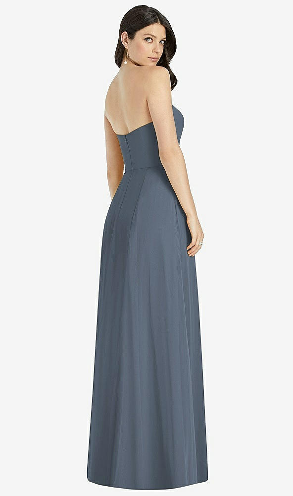 【STYLE: 3041】Strapless Notch Chiffon Maxi Dress【COLOR: Silverstone】