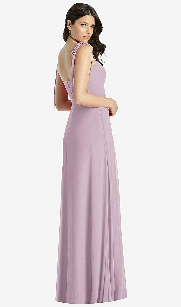 【STYLE: 3042】Tie-Shoulder Chiffon Maxi Dress with Front Slit【COLOR: Suede Rose】
