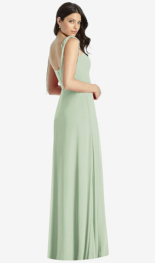 【STYLE: 3042】Tie-Shoulder Chiffon Maxi Dress with Front Slit【COLOR: Celadon】
