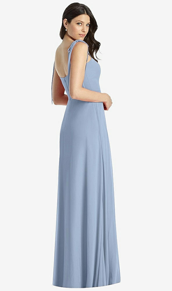 【STYLE: 3042】Tie-Shoulder Chiffon Maxi Dress with Front Slit【COLOR: Cloudy】