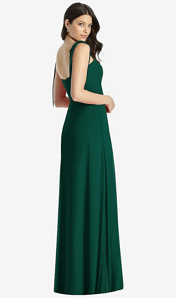 【STYLE: 3042】Tie-Shoulder Chiffon Maxi Dress with Front Slit【COLOR: Hunter Green】