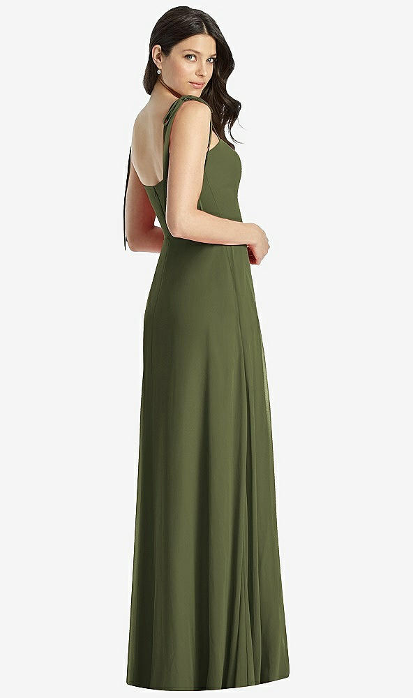 【STYLE: 3042】Tie-Shoulder Chiffon Maxi Dress with Front Slit【COLOR: Olive Green】