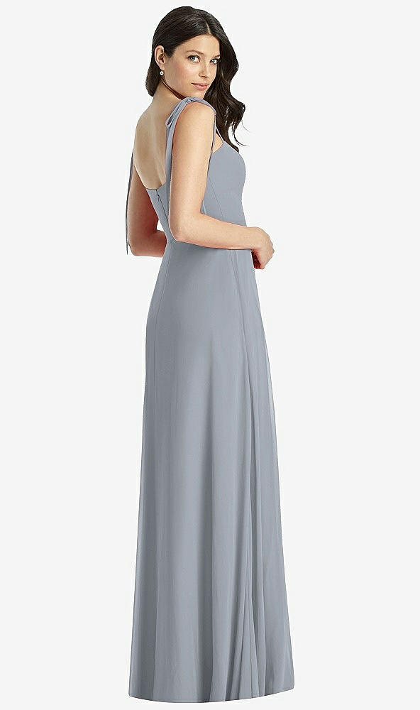 【STYLE: 3042】Tie-Shoulder Chiffon Maxi Dress with Front Slit【COLOR: Platinum】