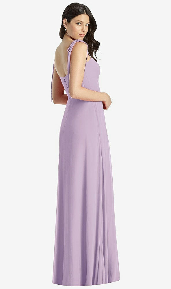【NEW】【STYLE: 3042】タイショルダー シフォン マキシ ドレス 前面 スリット【COLOR: Pale Purple】【SIZE: 00-30W】