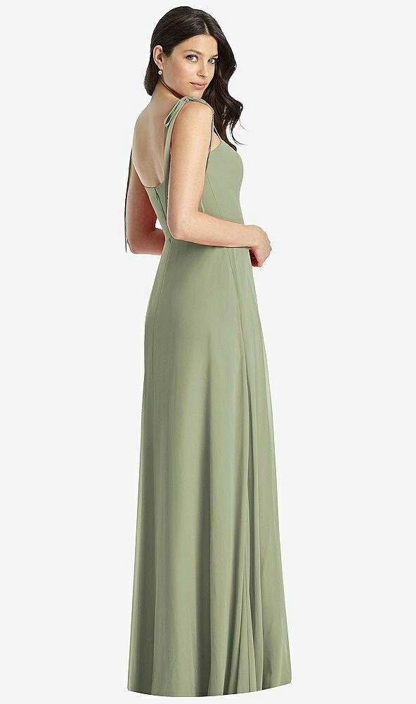 【STYLE: 3042】Tie-Shoulder Chiffon Maxi Dress with Front Slit【COLOR: Sage】