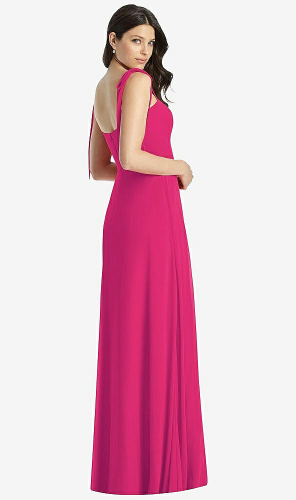 【STYLE: 3042】Tie-Shoulder Chiffon Maxi Dress with Front Slit【COLOR: Think Pink】
