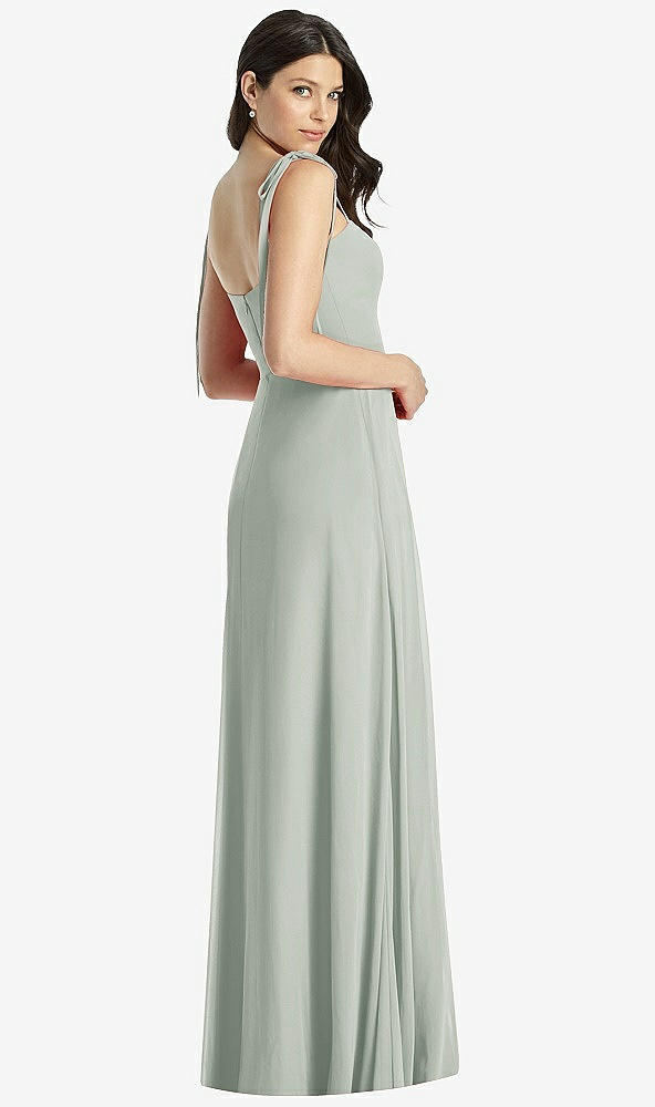 【STYLE: 3042】Tie-Shoulder Chiffon Maxi Dress with Front Slit【COLOR: Willow Green】