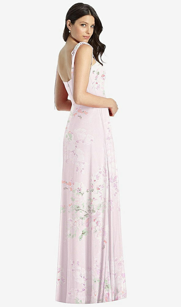 【STYLE: 3042】Tie-Shoulder Chiffon Maxi Dress with Front Slit【COLOR: Watercolor Print】