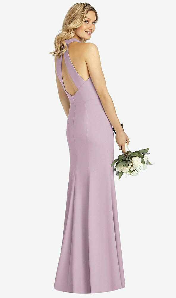 【STYLE: 6808】High-Neck Cutout Halter Trumpet Gown【COLOR: Suede Rose】