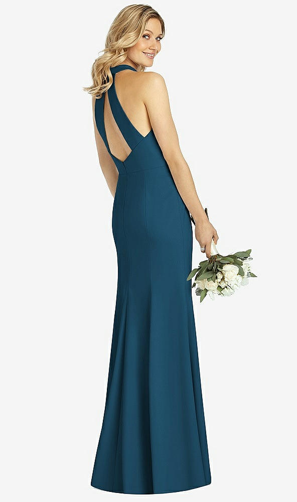 【STYLE: 6808】High-Neck Cutout Halter Trumpet Gown【COLOR: Atlantic Blue】