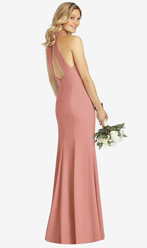 【STYLE: 6808】High-Neck Cutout Halter Trumpet Gown【COLOR: Desert Rose】