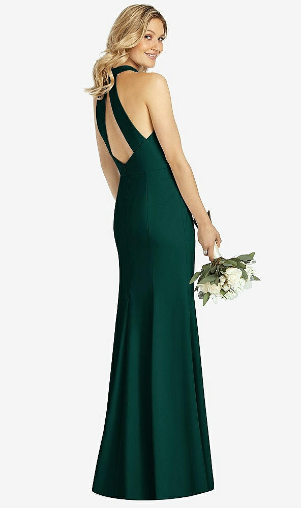 【STYLE: 6808】High-Neck Cutout Halter Trumpet Gown【COLOR: Evergreen】