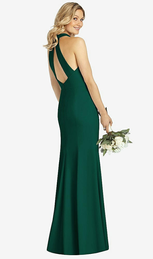 【STYLE: 6808】High-Neck Cutout Halter Trumpet Gown【COLOR: Hunter Green】