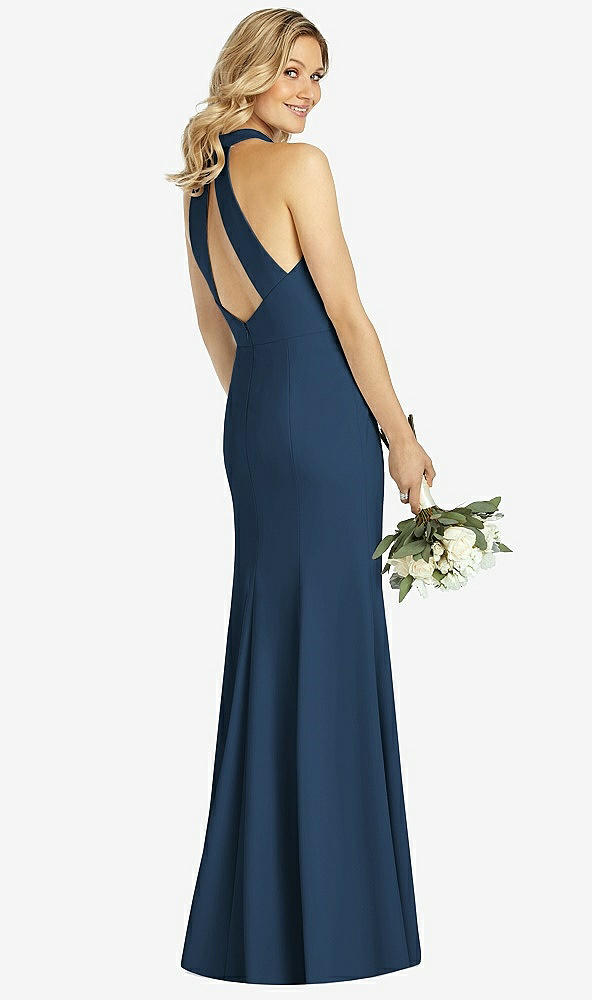 【STYLE: 6808】High-Neck Cutout Halter Trumpet Gown【COLOR: Sofia Blue】
