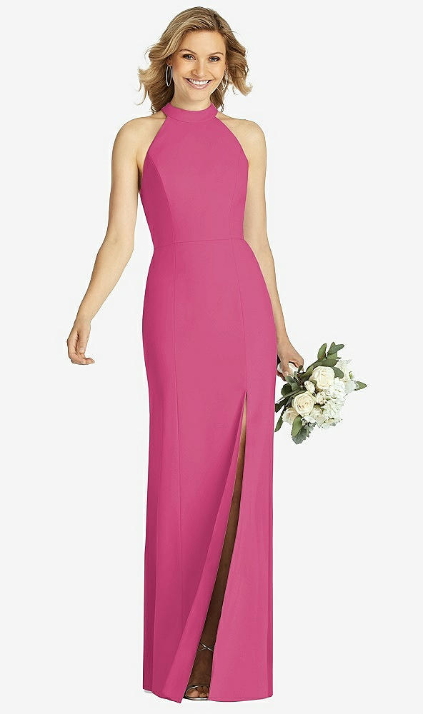 【STYLE: 6808】High-Neck Cutout Halter Trumpet Gown【COLOR: Tea Rose】
