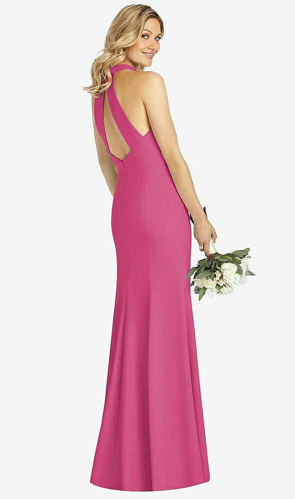 【STYLE: 6808】High-Neck Cutout Halter Trumpet Gown【COLOR: Tea Rose】