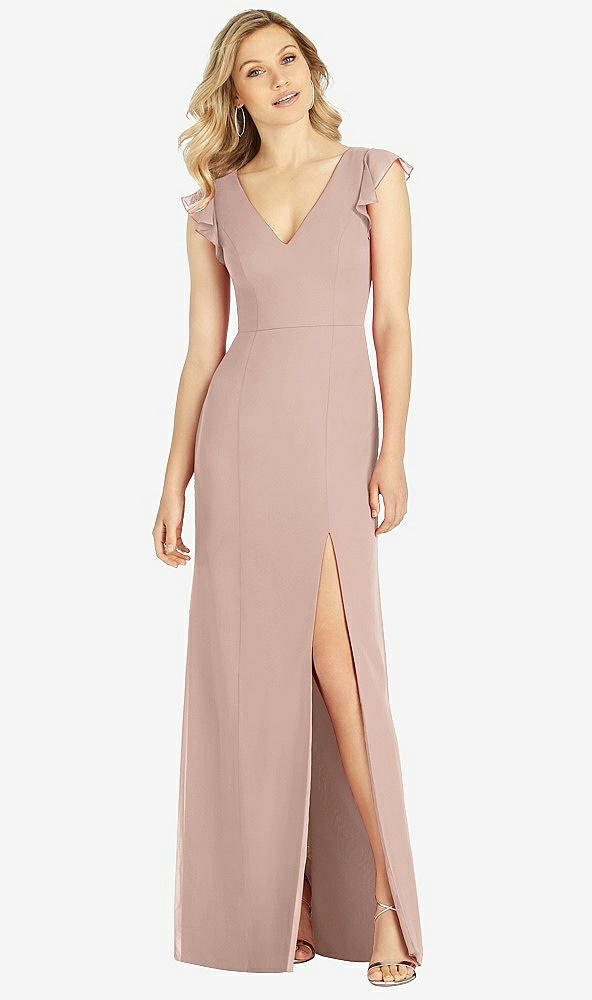 【NEW】【STYLE: 6810】フリル 袖 人魚 ドレス 前面 スリット【COLOR: Bliss】【SIZE: 00-30W】