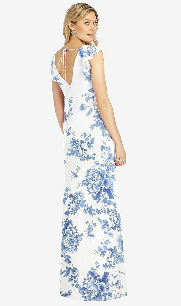 【NEW】【STYLE: 6810】フリル 袖 人魚 ドレス 前面 スリット【COLOR: Cottage Rose Dusk Blue】【SIZE: 00-30W】