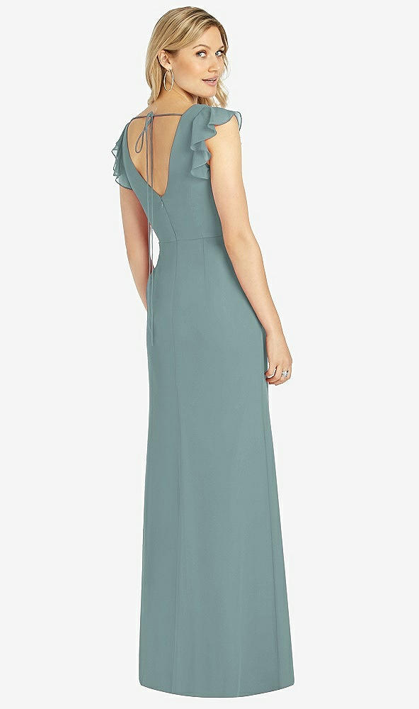 【STYLE: 6810】Ruffled Sleeve Mermaid Dress with Front Slit【COLOR: Icelandic】